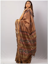 Brown Color Tassar Saree With Blouse Piece