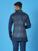 Designer Blue Silk Kurta Jacket Set