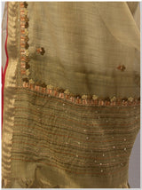 Green Color Tassar Saree With Blouse Piece.