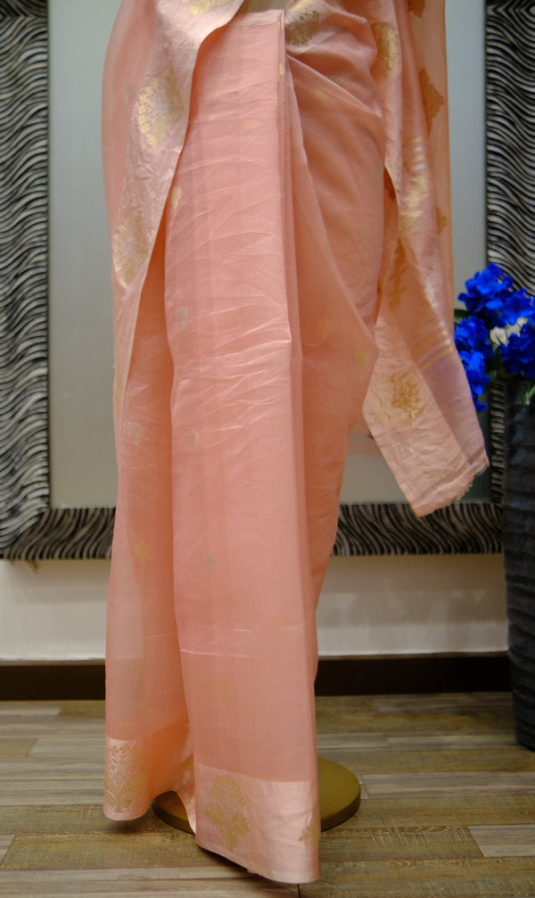 Designer saree in Peach color
