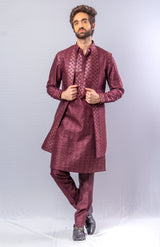 Maroon color  Hand Embroidered & handwork kurta ,Jacket & pant set.