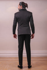 Designer Black Tuxido Blazer with Trouser Polynosic Fabric sasyafashion