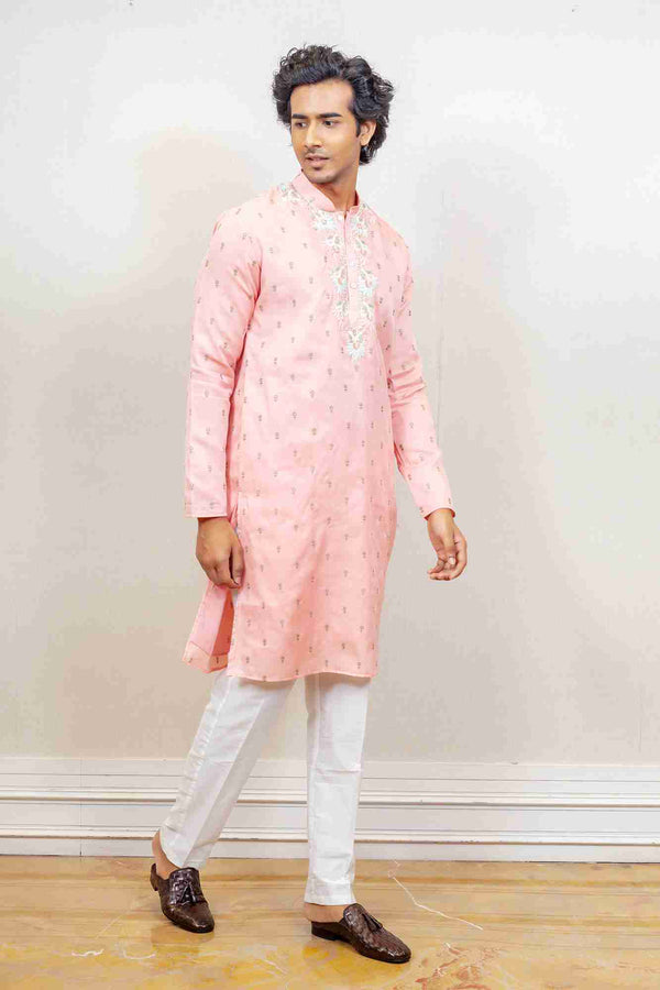 Kurta Set For Men In Pink Colour sasyafashion