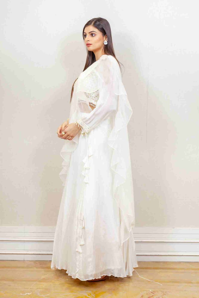 Designer White Colour Dress sasyafashion