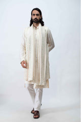Ivory kurta with Achkan Set sasyafashion