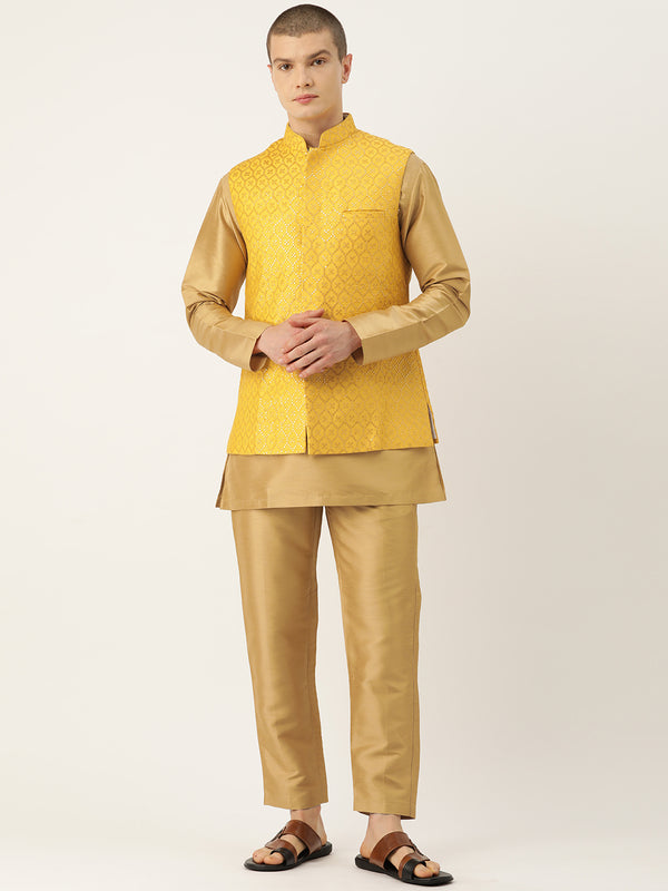 Lively Multicolour Festive Nehru Jacket Set