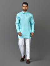 Designer Sea Green Silk Short Kurta