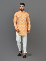 Designer Yellow Silk Short Kurta