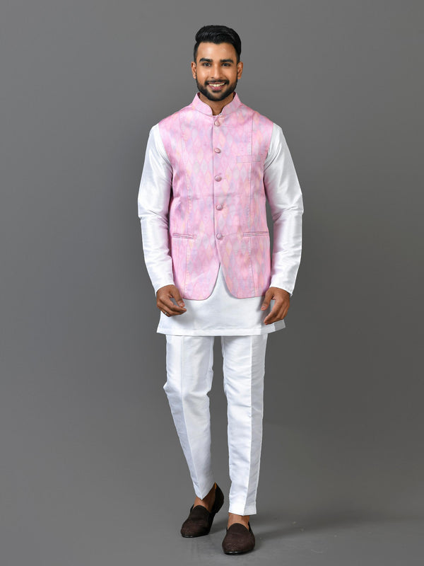 Designer Kurta Jacket Set In Pink