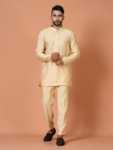 Short Kurta With Pant in Beige Color