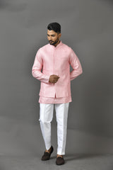 Designer Kurta Jacket Set In Peach