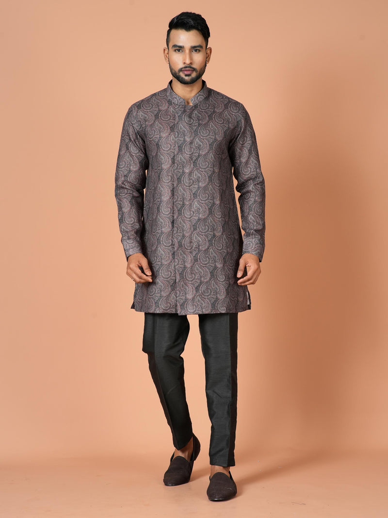 Designer Black Cotton Blend Short Kurta