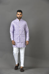 Designer Kurta Jacket Set In Purple