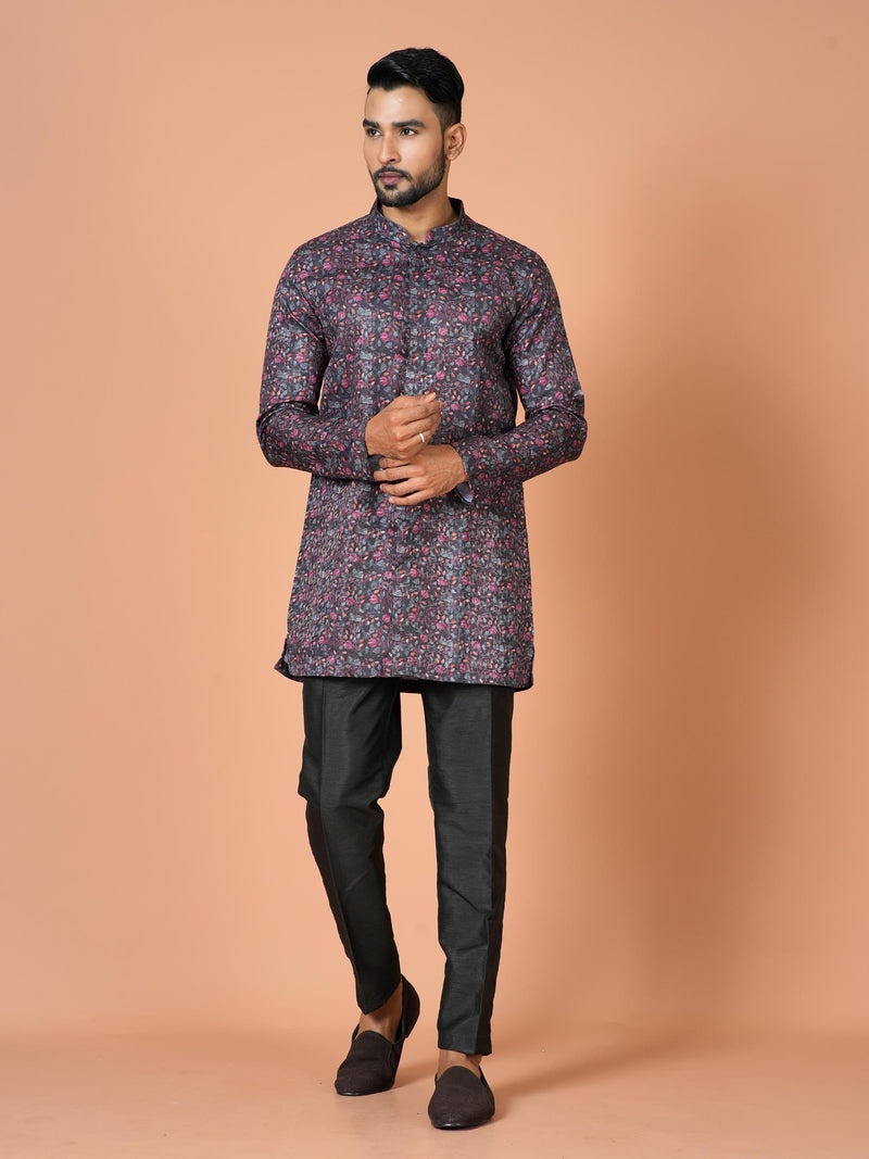 Designer Purple Silk Short Kurta