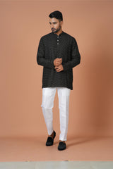 Short Kurta With Pant in Black Colour