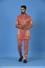 Designer Orange Satin Short Kurta