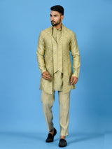 Designer Kurta Jacket Set In Beige