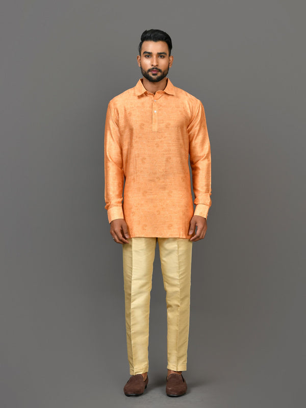 Short Kurta With Pant in Orange Colour