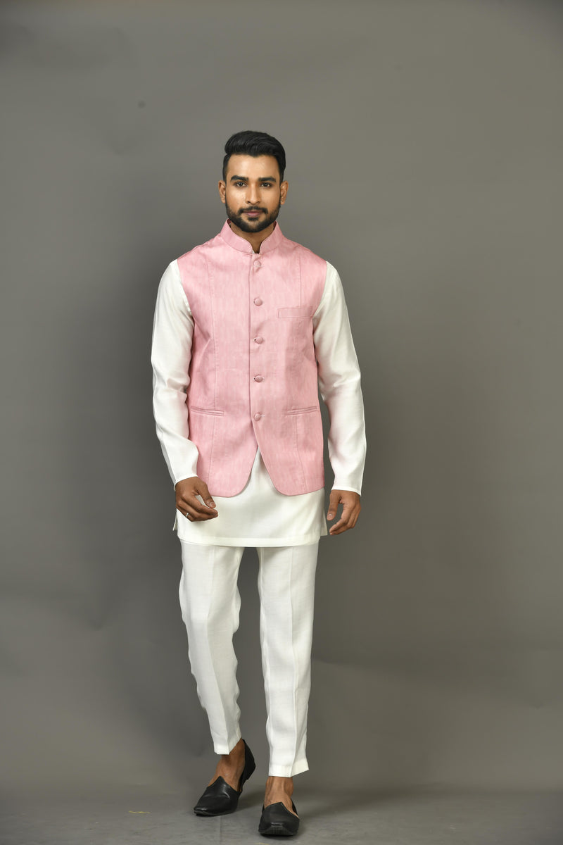 Designer Kurta Jacket Set In Pink