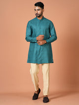 Designer Blue Silk Short Kurta