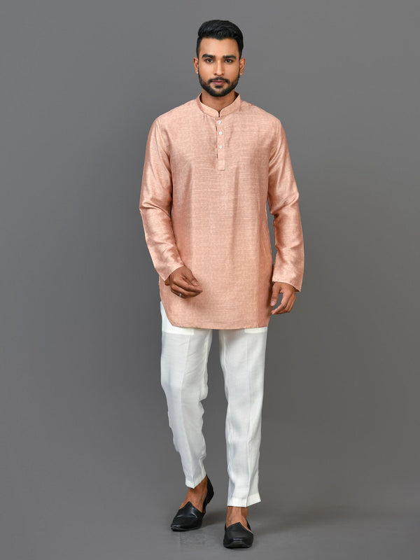 Designer Peach Satin Short Kurta