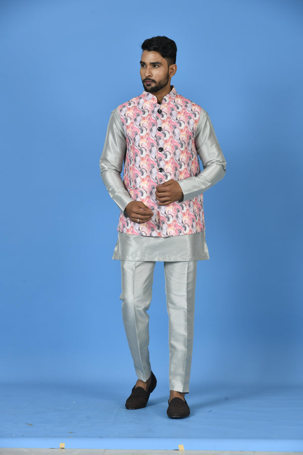 Buy Midnight Blue Coloured Kurta Jacket Set with Pleated Kurta and Off  White Box Pants by SONIYA.G Men at Ogaan Online Shopping Site