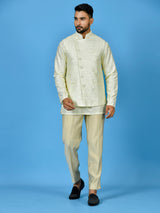 Designer Kurta Jacket Set In Cream