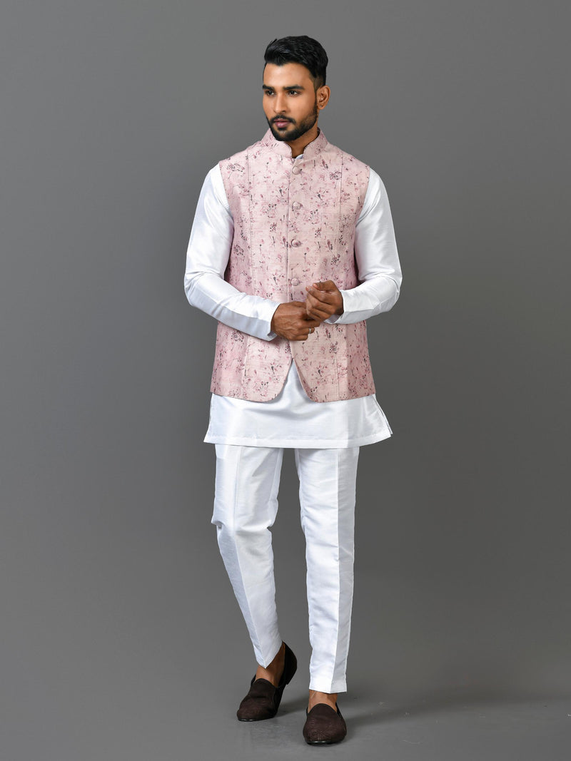 Designer Kurta Jacket Set In Pink