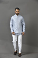 Designer Kurta Jacket Set In Grey