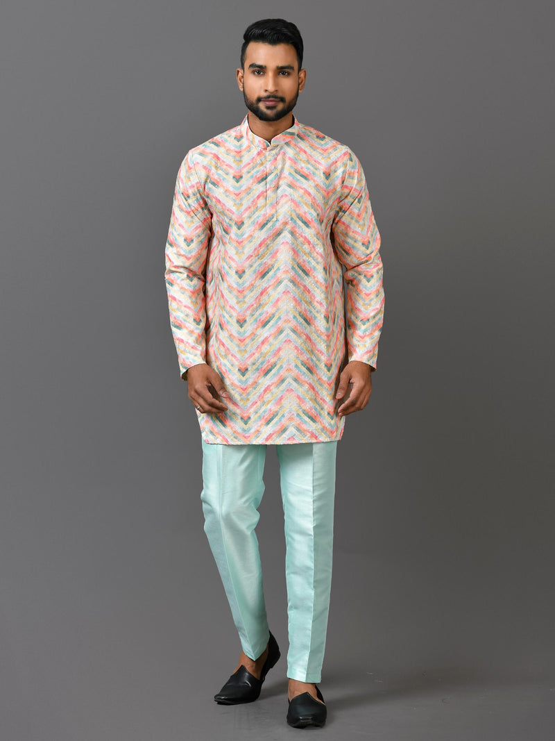 Designer White Satin Short Kurta