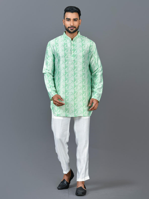 Short Kurta With Pant in Green Colour