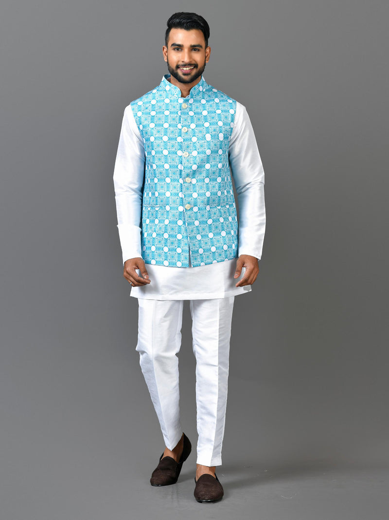 Designer Kurta Jacket Set In Multicolour