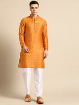 Autumn Mustard Silk Heritage Kurta Set