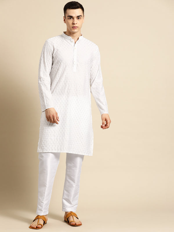 Pure White Silk Classic Kurta Set