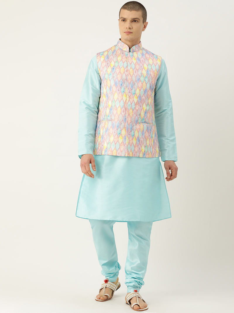 Charming Multicolour Nehru Jacket Set