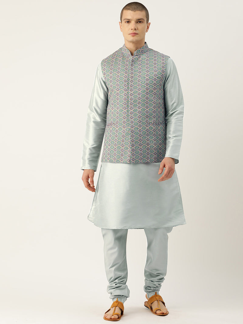 Bold Multicolour Heritage Nehru Jacket Set