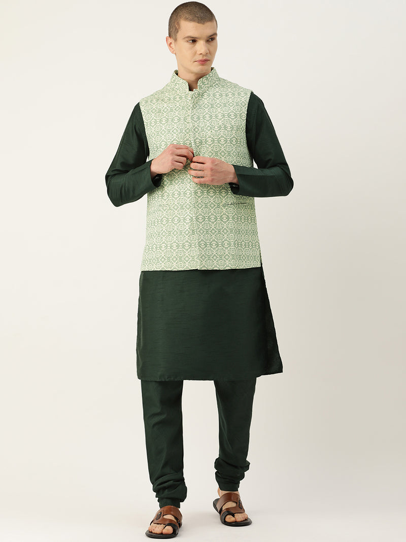 Forest Green Elegant Nehru Jacket Set