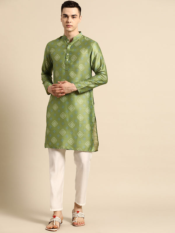 Forest Green Silk Stylish Kurta Set