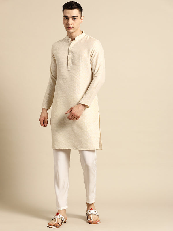 Soft Off-White Pure Cotton Graceful Kurta Set