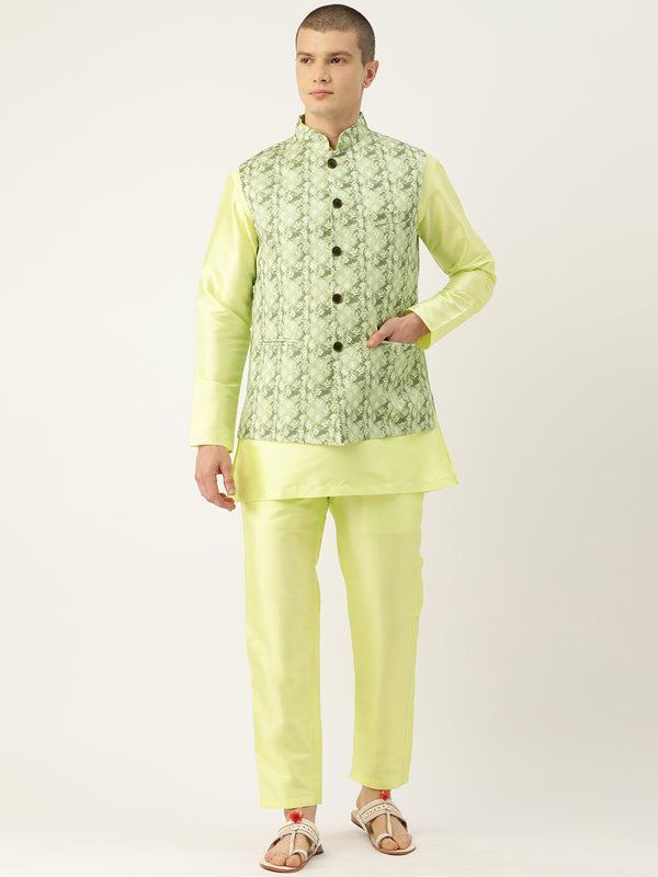 Lush Green Graceful Nehru Jacket Set