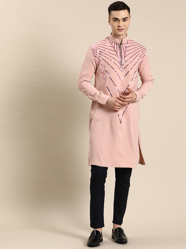 Pink Viscose Rayon Kurta Set