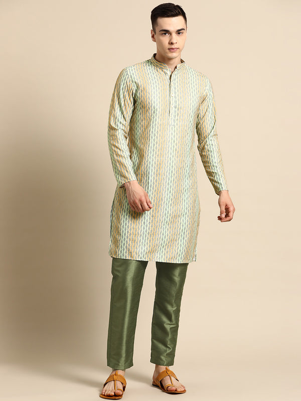 Vibrant Multicolour Cotton Blend Kurta Set