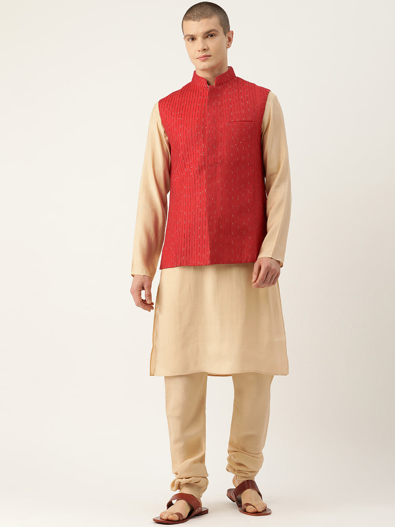 Earthy Multicolour Nehru Jacket Set