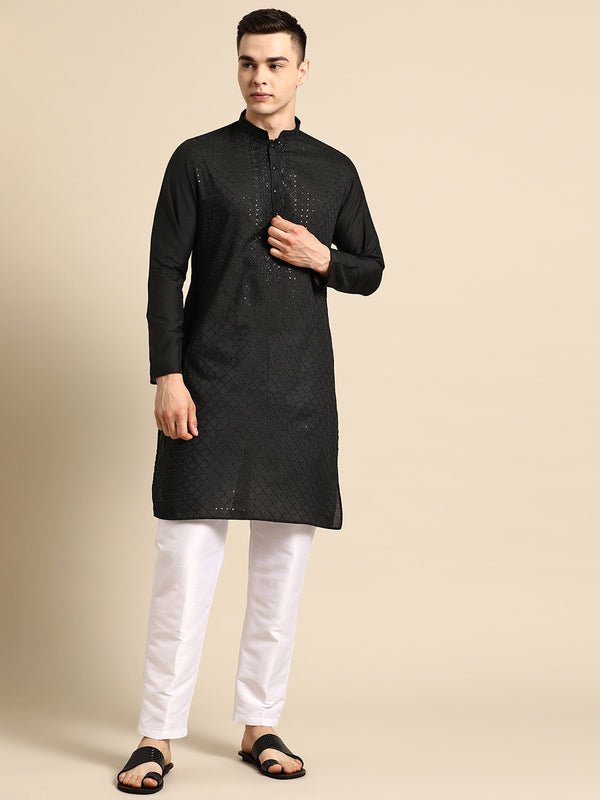 Jet Black Pure Cotton Timeless Kurta Set