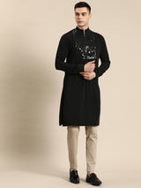 Black Viscose Rayon Kurta Set