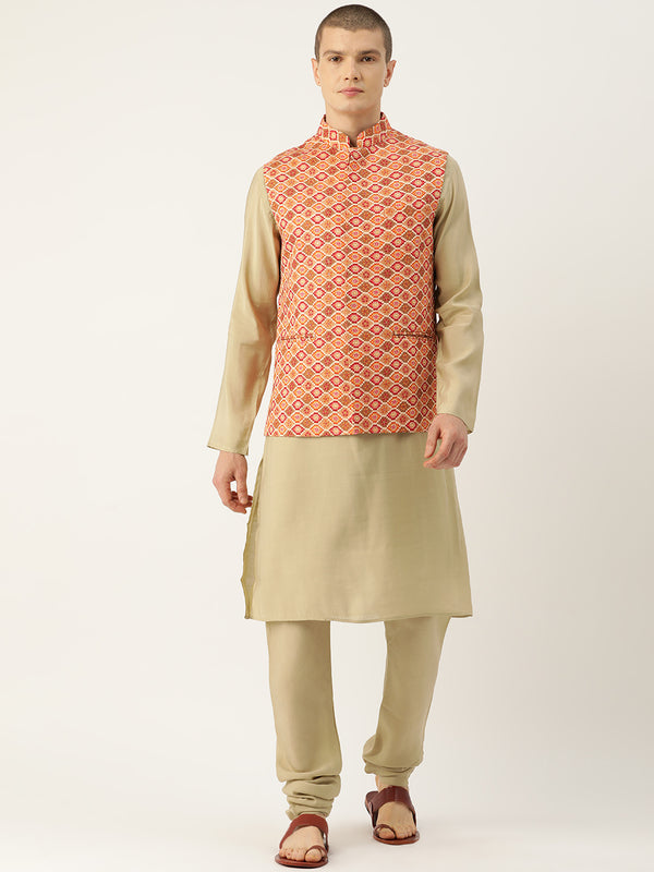 Elegant Multicolour Traditional Nehru Jacket Set