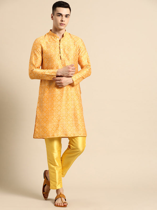 Sunburst Yellow Silk Party Kurta Set