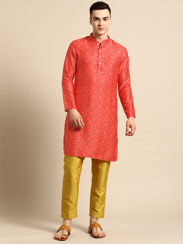 Crimson Red Silk Traditional Kurta Set