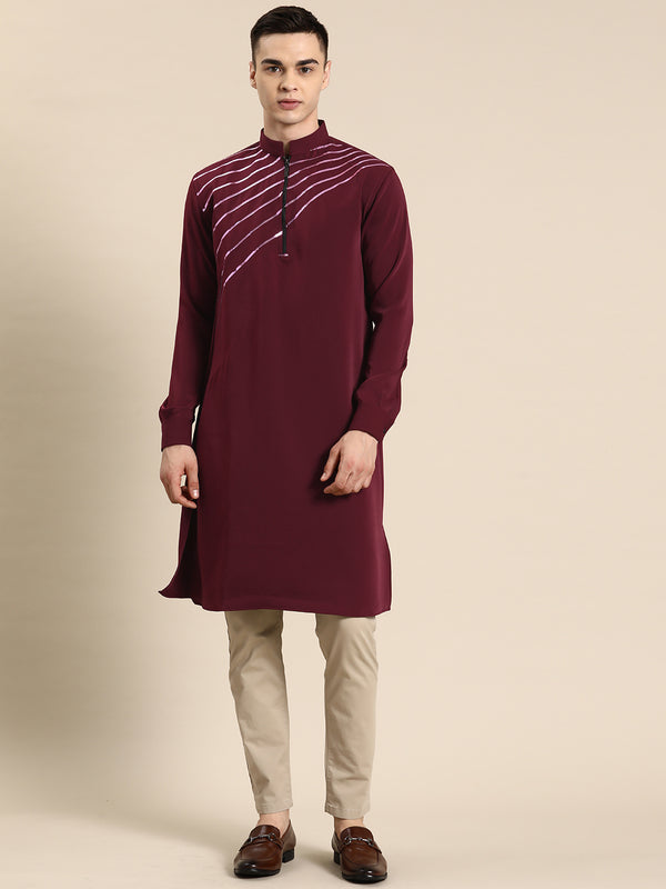 Maroon Viscose Rayon Kurta Set