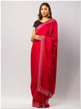 Red Santoon Saree With Sequence Blouse Piece